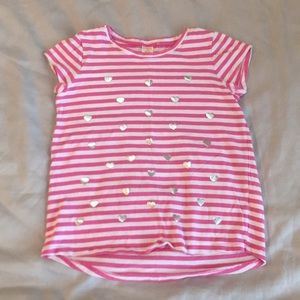 Pink and White Striped Heart Pattern Gymboree Tee
